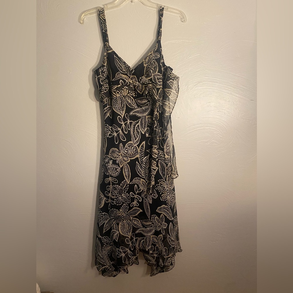Zara Black and Cream Patterned Dress